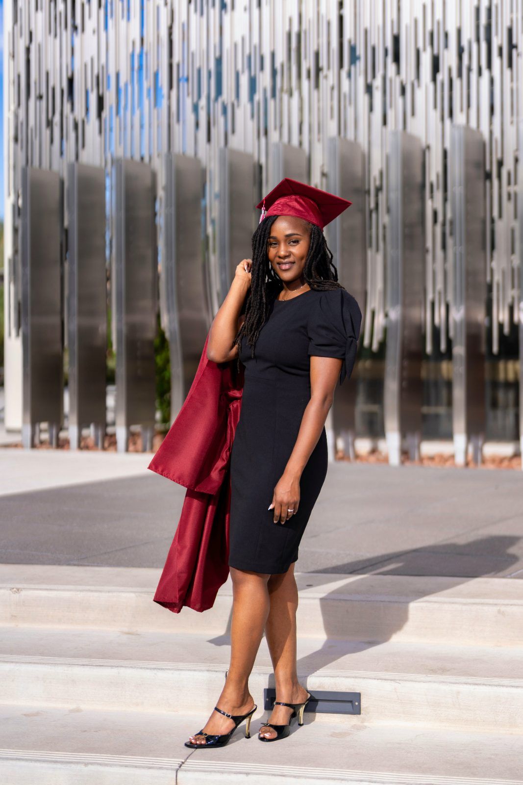 Graduate in cap and gown at a Las Vegas graduation session